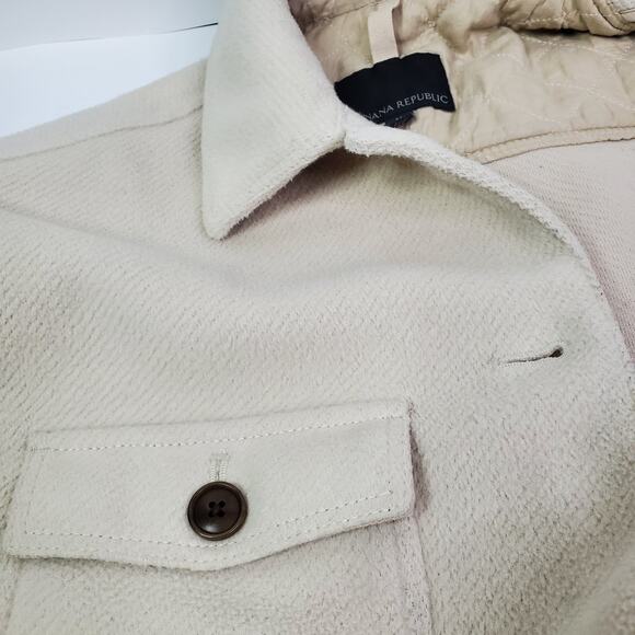 Banana Republic Cozy Twillon Oversized Medium Beige Shirt Shacket Beige - Picture 16 of 16